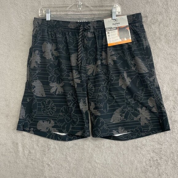 NEW Hurley Men's XXL Swim Shorts Black Floral Hawaiian Pattern - Picture 2 of 7